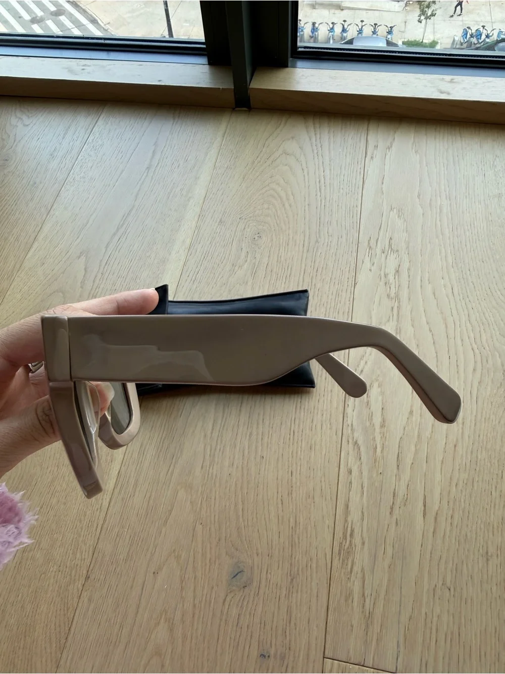 Acne Oversized Taupe-Beige Sunglasses with Dark Lenses